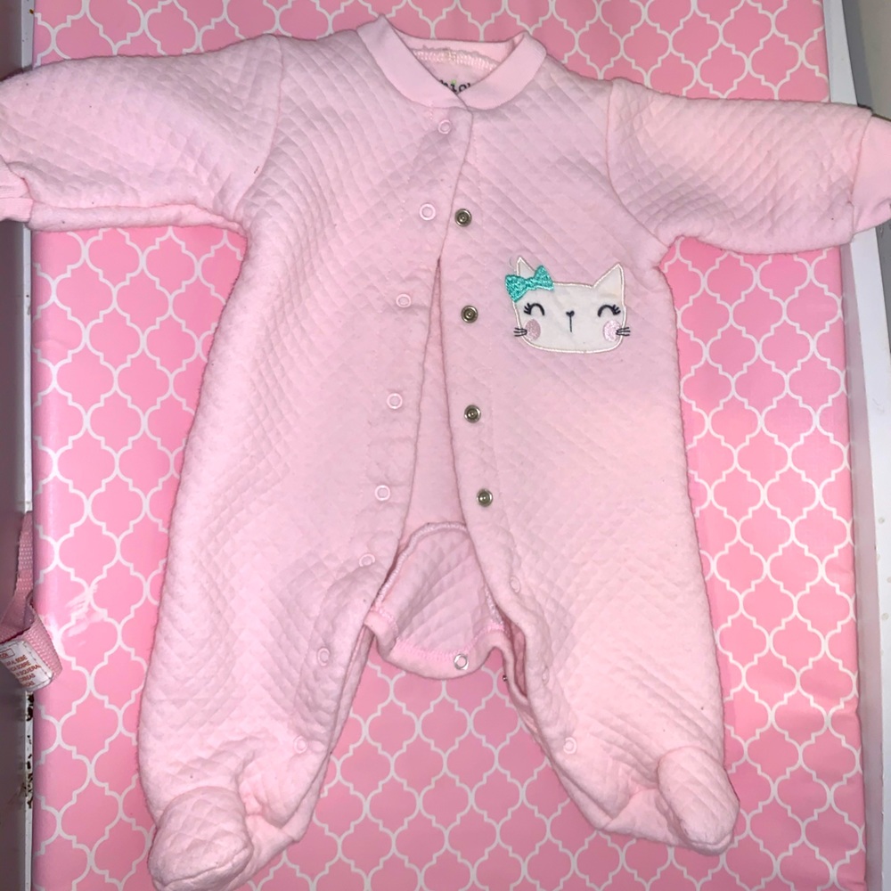 Quilted baby girl footie pjs